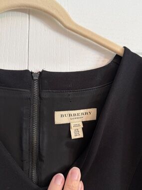 Burberry London Black Lambskin Leather Sleeve Sheath Dress US 14